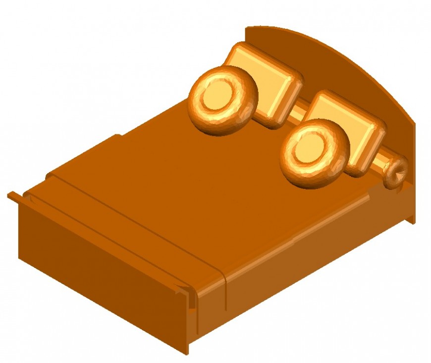 3d double bed CAD furniture block layout file in autocad format
